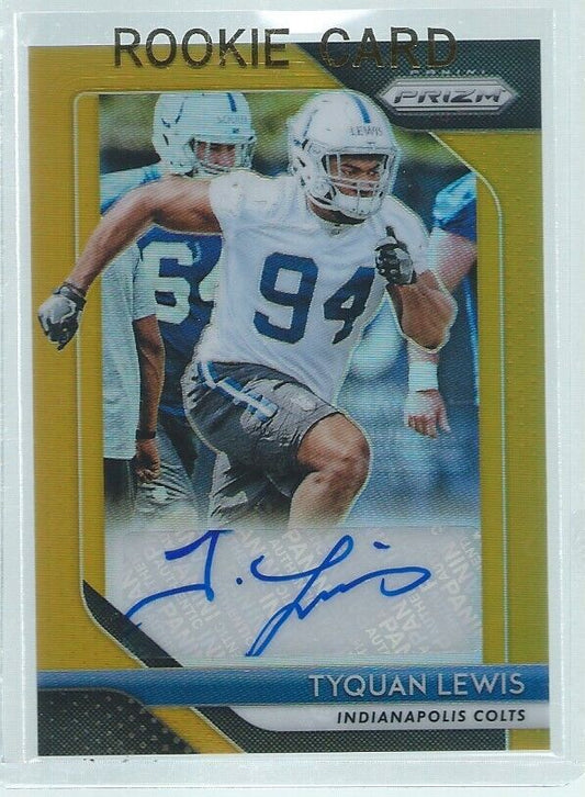 TYQUAN LEWIS 2018 PANINI PRIZM AUTO GOLD PRIZMS RC #D 3/10