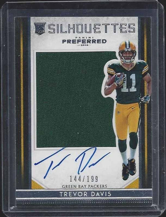 TREVOR DAVIS 2016 PREFERRED SILHOUETTES JUMBO ROOKIE JERSEY ON CARD AUTO RC /199