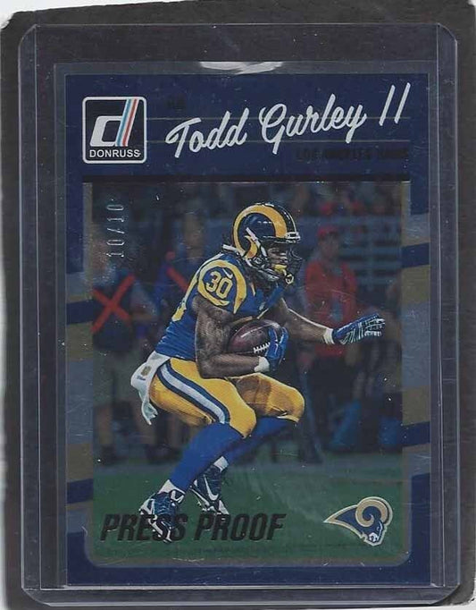 TODD GURLEY 2016 DONRUSS PRESS PROOF BLACK PARALLEL #D 10/10