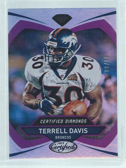 TERRELL DAVIS 2018 PANINI CERTIFIED DIAMONDS MIRROR PURPLE #D 9/10