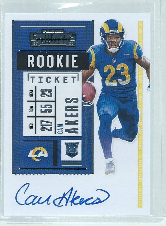 CAM AKERS 2020 PANINI CONTENDERS ROOKIE TICKET ON CARD AUTO RC #121