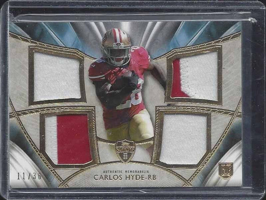 CARLOS HYDE 2014 TOPPS SUPREME BLUE QUAD 49ERS 2CL QUAD ROOKIE PATCH RC #D 11/36