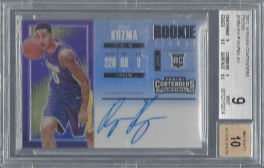 KYLE KUZMA 2017-18 CONTENDERS PREMIUM PRIZMS ROOKIE ON CARD AUTO RC BGS 9 10 AU