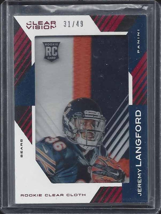 JEREMY LANGFORD 2015 CLEAR VISION CLEAR CLOTH RED JUMBO 3 COLOR PATCH RC #D /49