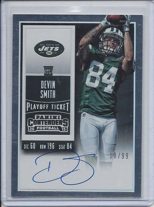 DEVIN SMITH 2015 PANINI CONTENDERS PLAYOFF TICKET VARIATION AUTO RC #D /99