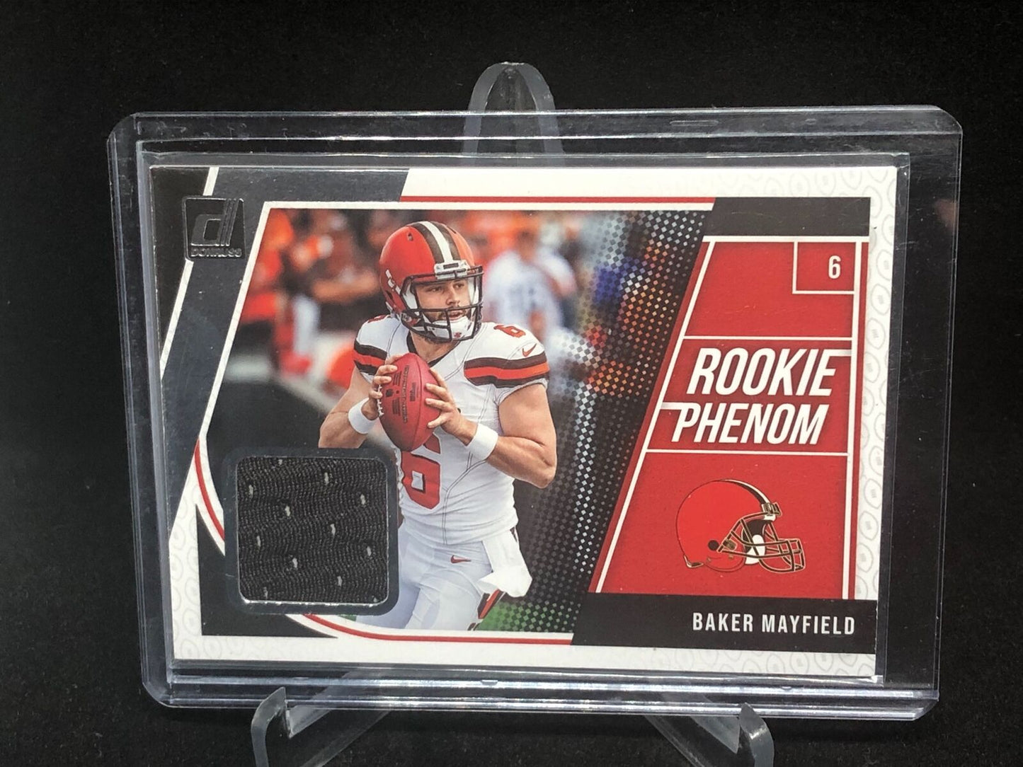 BAKER MAYFIELD 2018 DONRUSS ROOKIE PHENOM JERSEY RC # 3