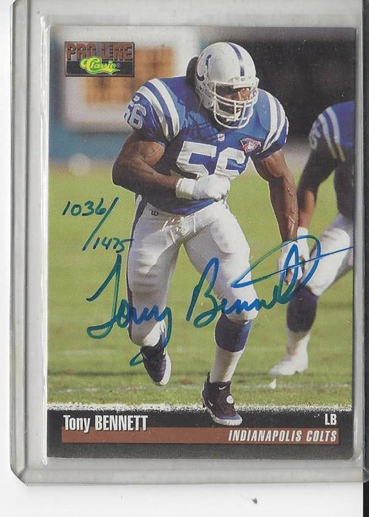 TONY BENNETT 1995 CLASSIC PRO LINE COLTS ON CARD AUTO #D /1475