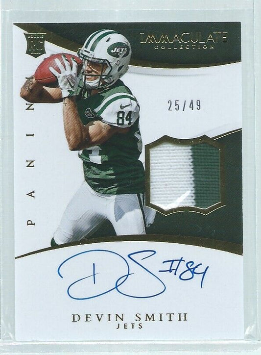 DEVIN SMITH 2015 PANINI IMMACULATE RPA 2 COLOR PATCH ON CARD AUTO RC #D 25/49
