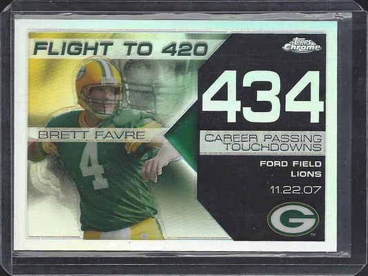 BRETT FAVRE 2008 TOPPS CHROME FLIGHT TO 420 REFRACTOR TD # 434 #D 45/199