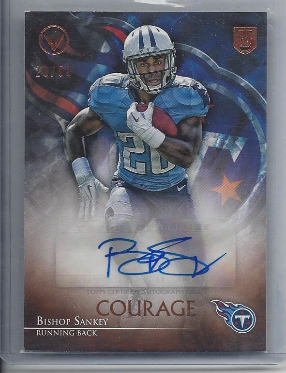 1/1 BISHOP SANKEY 2014 TOPPS VALOR COURAGE AUTO RC #D 20/50 HIS JERSEY #20