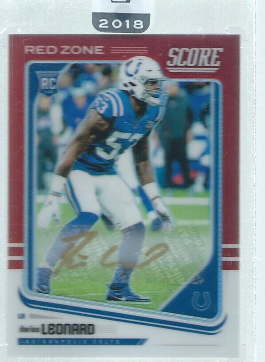 DARIUS LEONARD 2018 PANINI HONORS SCORE RED ZONE ROOKIE AUTO RC #D 19/20