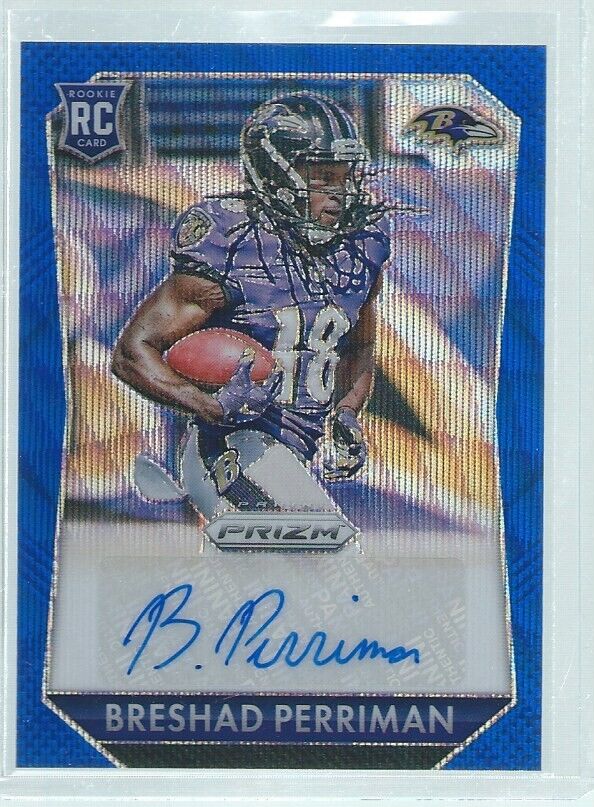 BRESHAD PERRIMAN 2015 PANINI PRIZM AUTO BLUE WAVE PRIZMS RC #D 28/99