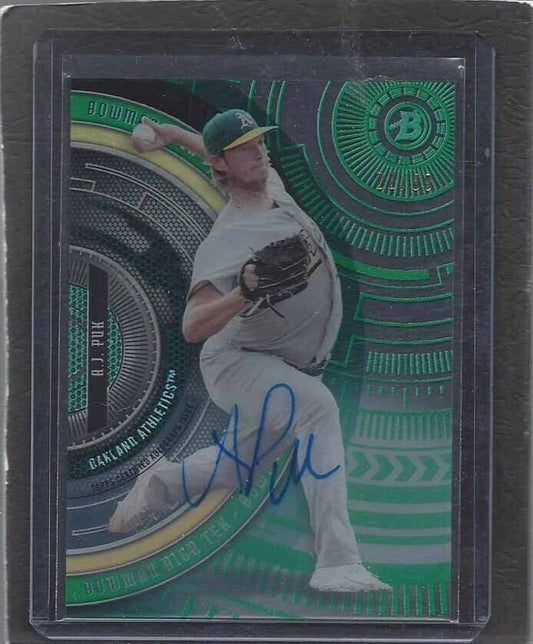 A.J. PUK 2017 TOPPS HIGH TEK GREEN ON CARD PROSPECT AUTO #D 22/99