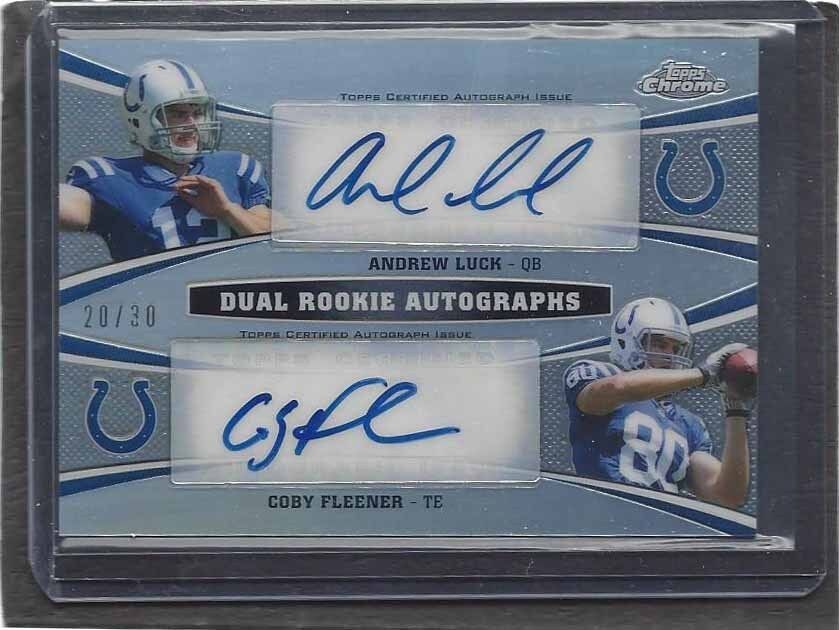 ANDREW LUCK COBY FLEENER 2012 TOPPS CHROME REFRACTOR DUAL AUTO RC #D 20/30