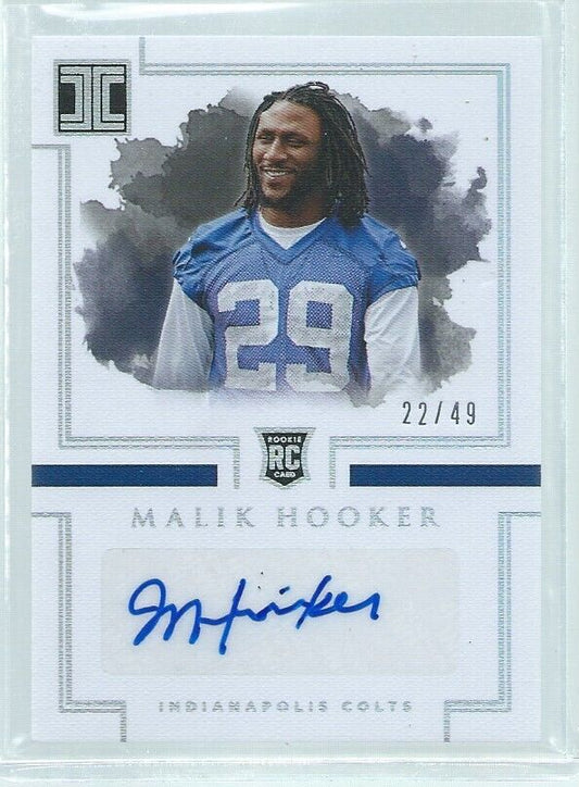 MALIK HOOKER 2017 PANINI IMPECCABLE AUTO SILVER RC #D 22/49