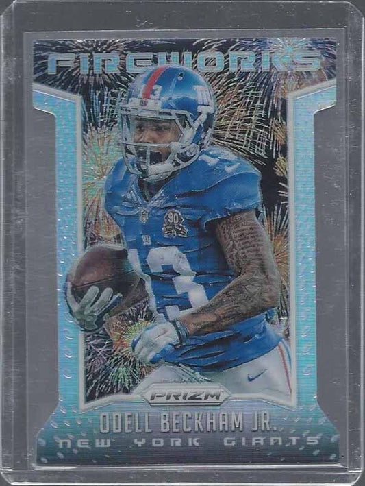 ODELL BECKHAM JR 2015 PANINI PRIZM FIREWORKS SILVER PRIZMS DIE CUT #13