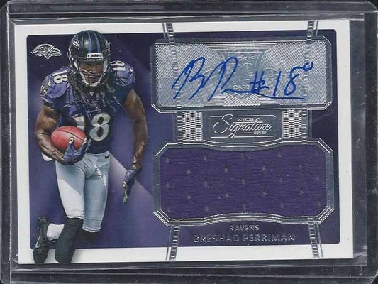 BRESHAD PERRIMAN 2015 DONRUSS SIGNATURE SERIES RAVENS ROOKIE JERSEY AUTO RC #489