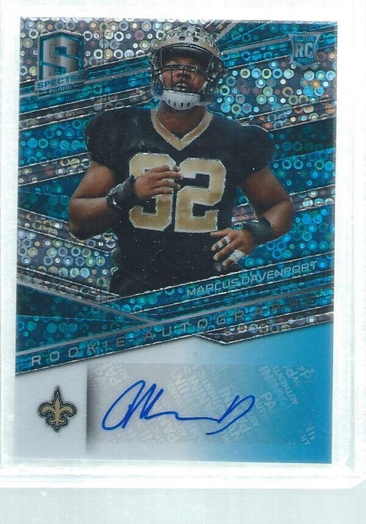 MARCUS DAVENPORT 2018 PANINI SPECTRA AUTO BLUE PRIZM ROOKIE RC #D 38/149