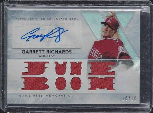 GARRETT RICHARDS 2015 TOPPS TRIPLE THREADS JUNE BOOM TRIPLE JERSEY AUTO #D 18/18