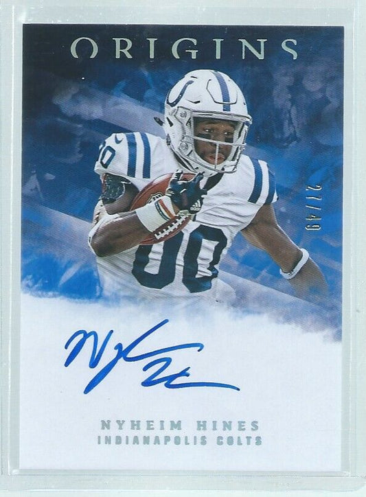 NYHEIM HINES 2018 PANINI ORIGINS ON CARD AUTO BLUE RC #D 27/49
