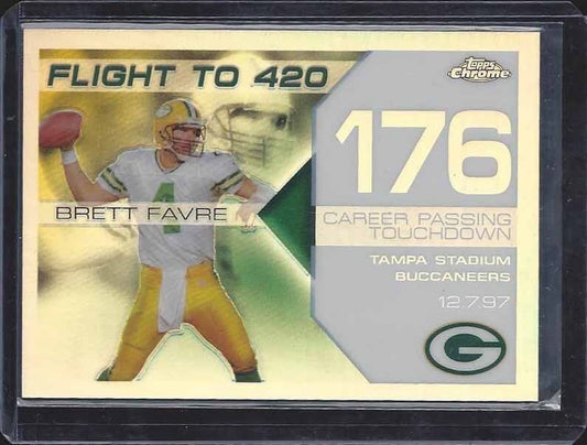 BRETT FAVRE 2008 TOPPS CHROME FLIGHT TO 420 WHITE REFRACTOR TD # 176 #D 17/100
