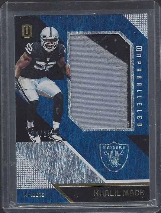 KHALIL MACK 2016 PANINI UNPARALLELED BLUE JUMBO 2 COLOR RAIDERS PATCH #D 20/25