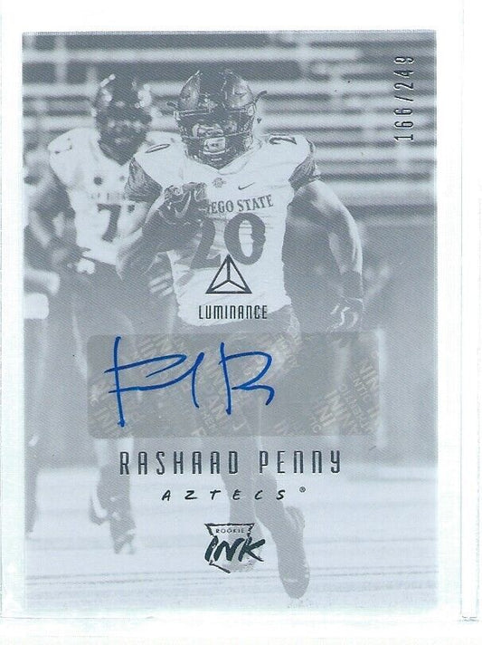 RASHAAD PENNY 2018 PANINI LUMINANCE ROOKIE INK AUTO RC #D 166/249