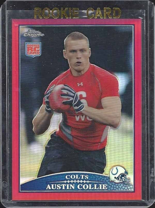 AUSTIN COLLIE 2009 TOPPS CHROME COLTS ROOKIE RED REFRACTOR RC #D 14/25