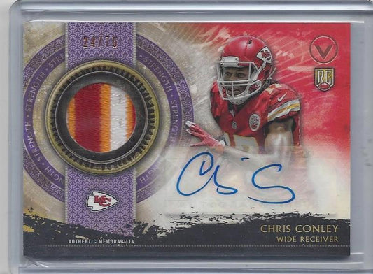 CHRIS CONLEY 2015 TOPPS VALOR RPA PURPLE 3 COLOR CHIEFS PATCH AUTO RC #D 24/75