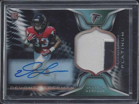 DEVONTA FREEMAN 2014 TOPPS PLATINUM BLACK REFRACTOR RPA 2 CLR PATCH AUTO RC /125