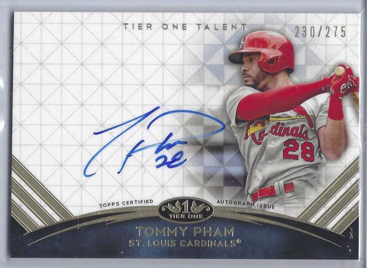 TOMMY PHAM 2018 TOPPS TIER ONE TALENT ON CARD AUTO #d /275