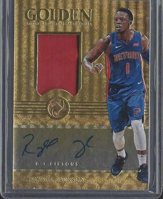 REGGIE JACKSON 2017-18 PANINI OPULENCE GOLDEN JERSEY ON CARD AUTO #D 40/49