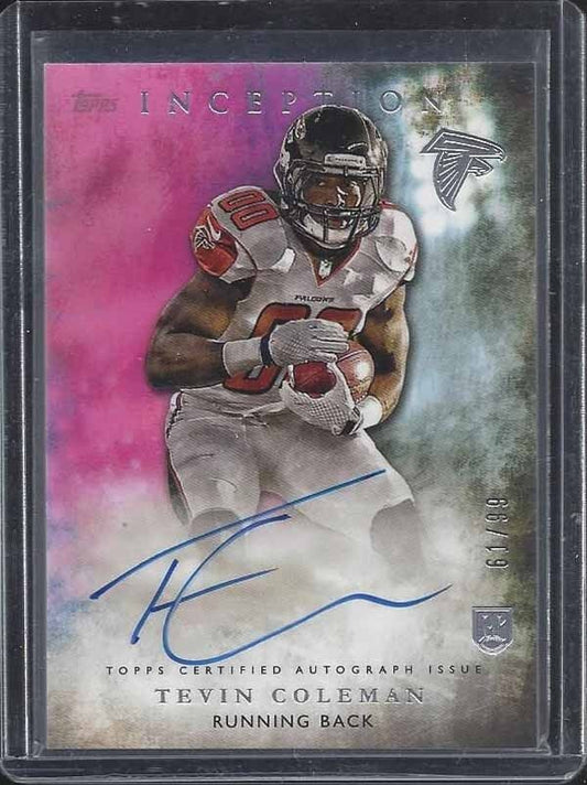TEVIN COLEMAN 2015 TOPPS INCEPTION PINK ON CARD FALCONS ROOKIE AUTO RC #D /99