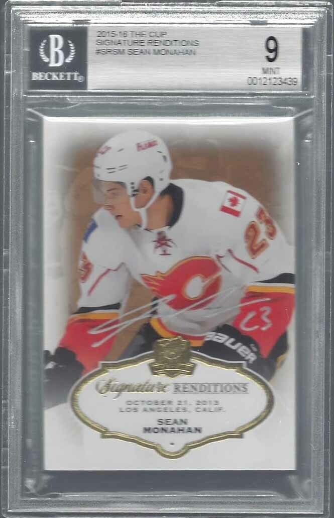 SEAN MONAHAN 2015-16 THE CUP SIGNATURE RENDITIONS ON CARD AUTO BGS 9 10 POP 1/1