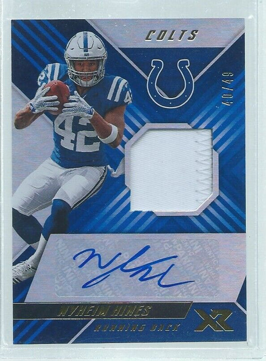 NYHEIM HINES 2018 PANINI XR 2 COLOR PATCH AUTO BLUE RC #D 40/49