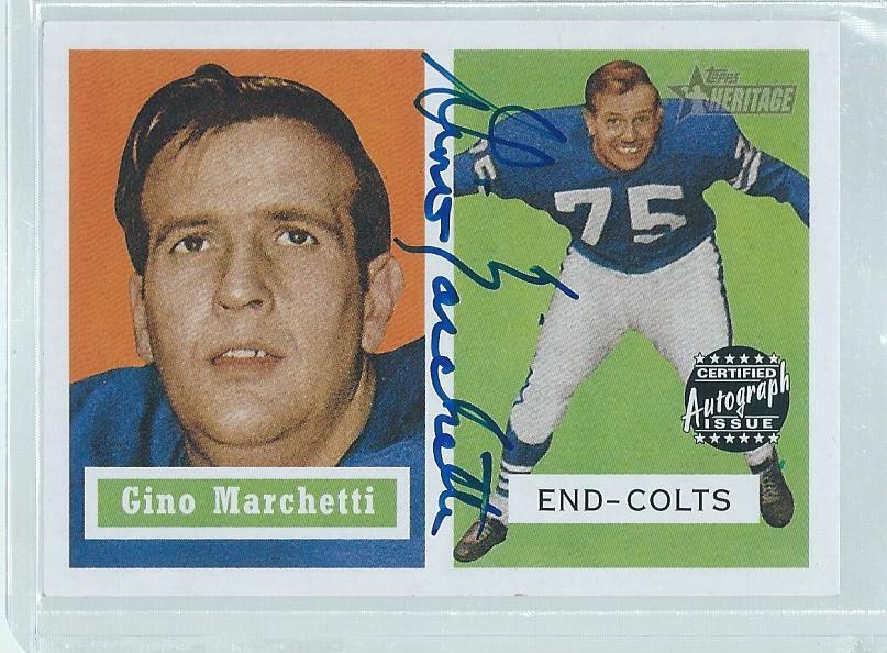 GINO MARCHETTI 2002 TOPPS HERITAGE REAL ONE COLTS SSP ON CARD AUTO