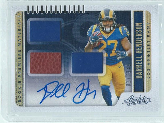 DARRELL HENDERSON 2019 PANINI ABSOLUTE RPM TRIPLE JERSEY AUTO RC #D 17/249