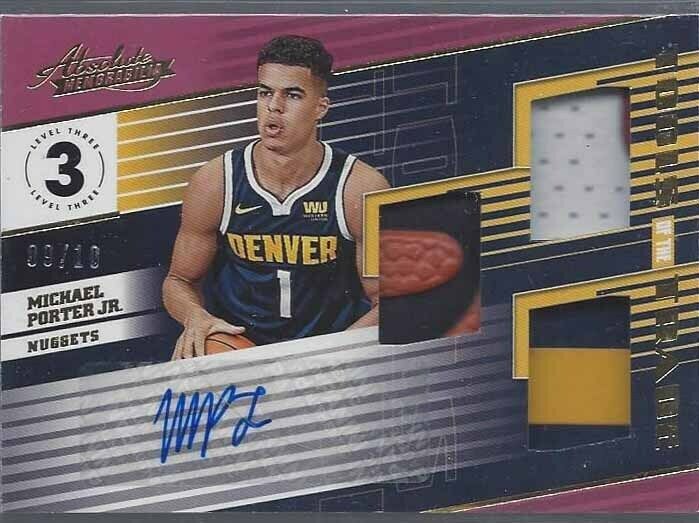 MICHAEL PORTER JR 2018-19 ABSOLUTE TOOLS OF THE TRADE TRIPLE PATCH AUTO RC /10