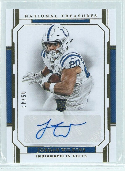JORDAN WILKINS 2018 PANINI NATIONAL TREASURES AUTO GOLD RC #D 5/49
