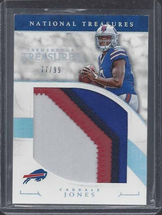 CARDALE JONES 2016 NATIONAL TREASURES TREMENDOUS JUMBO 4 COLOR PATCH RC #D 77/99
