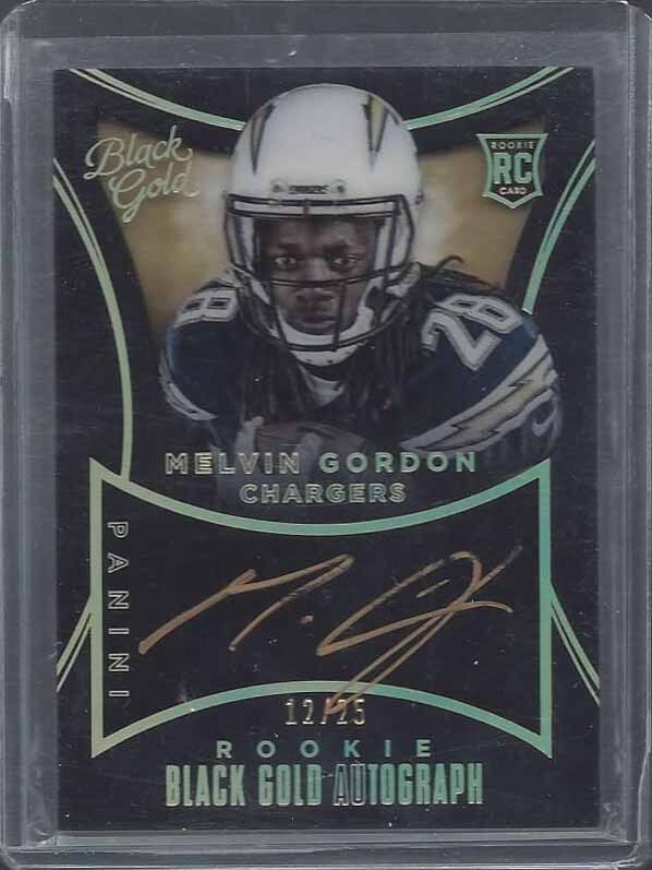 MELVIN GORDON 2015 PANINI BLACK GOLD ROOKIE GOLD ON CARD AUTO RC #D 12/25