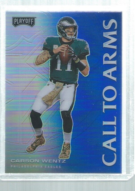CARSON WENTZ 2020 PLAYOFF CALL TO ARMS BLUE PRIZM