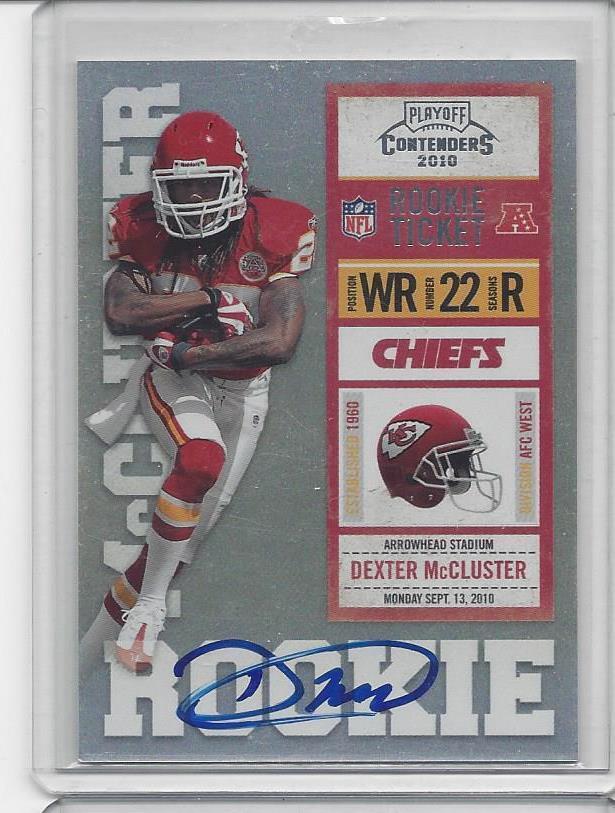 DEXTER MCCLUSTER 2010 CONTENDERS ROOKIE TICKET RED JERSEY VARIATION AUTO RC #210