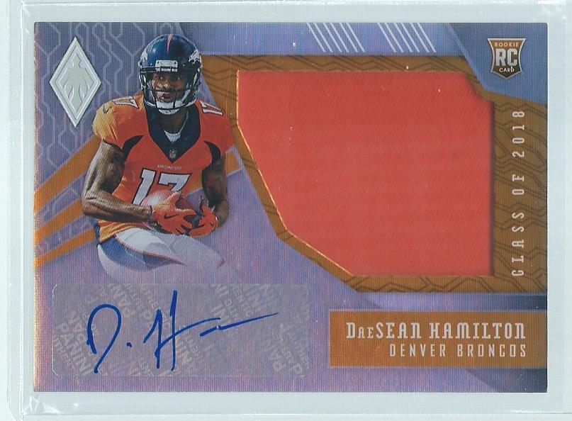DAESEAN HAMILTON 2018 PANINI PHOENIX JERSEY AUTO ORANGE RC #D 81/99