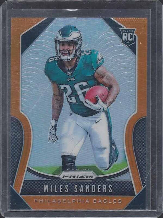 MILES SANDERS 2019 PANINI PRIZM ORANGE ROOKIE PRIZMS RC #D 154/249