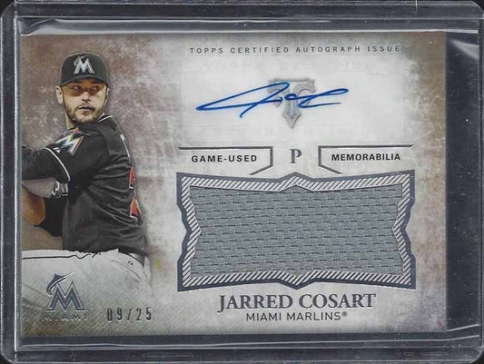 JARRED COSART 2015 TOPPS TRIPLE THREADS GOLD MARLINS JERSEY AUTO #D 9/25