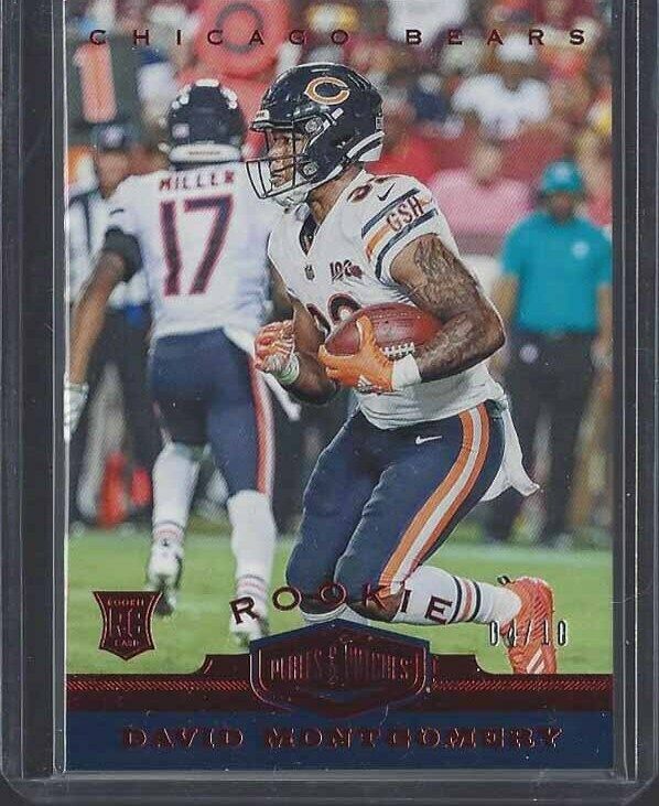 DAVID MONTGOMERY 2019 PLATES & PATCHES ROOKIE RED RC #D 4/10