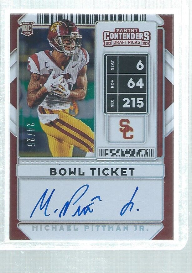 MICHAEL PITTMAN JR 2020 CONTENDERS BOWL TICKET ON CARD AUTO RC #D 24/25