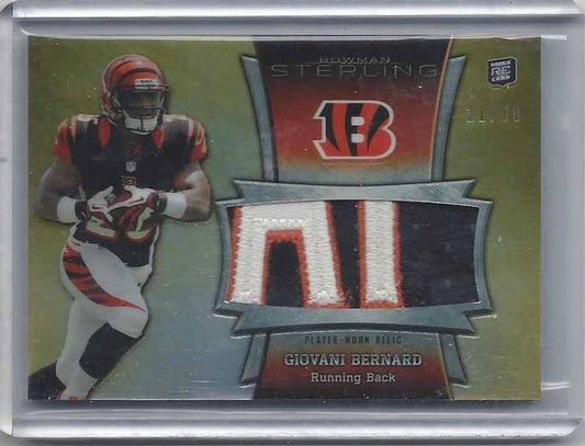 GIOVANI BERNARD 2013 BOWMAN STERLING GOLD REFRACTOR JUMBO 3 COLOR PATCH RC /50