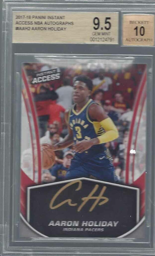 AARON HOLIDAY 2017-18 PANINI INSTANT ACCESS ONCARD AUTO RC BGS 9.5 10 AU POP 1/1